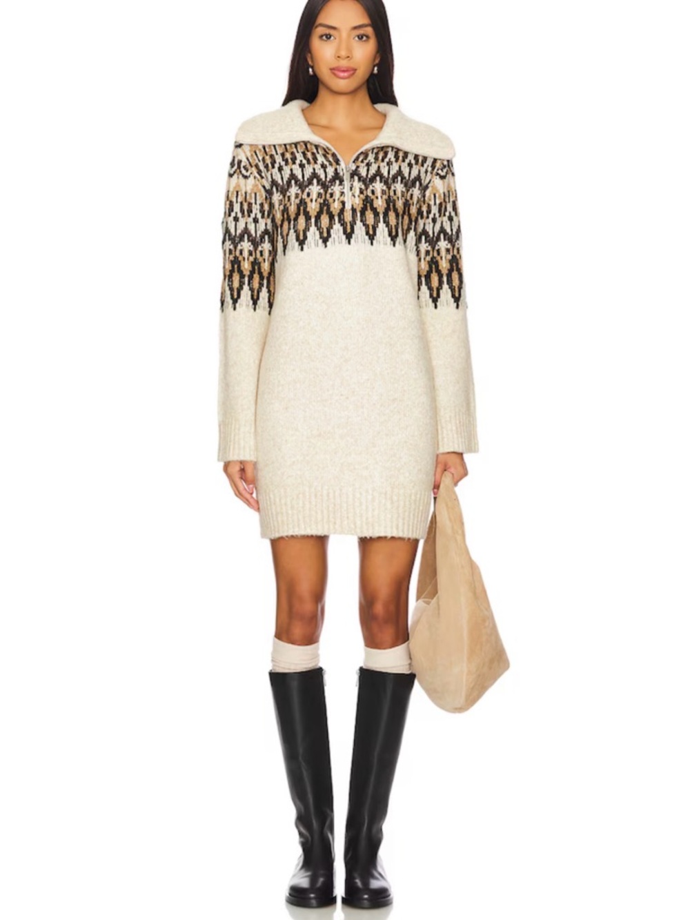 Steve Madden Essa Sweater Dress in Black Multi XS